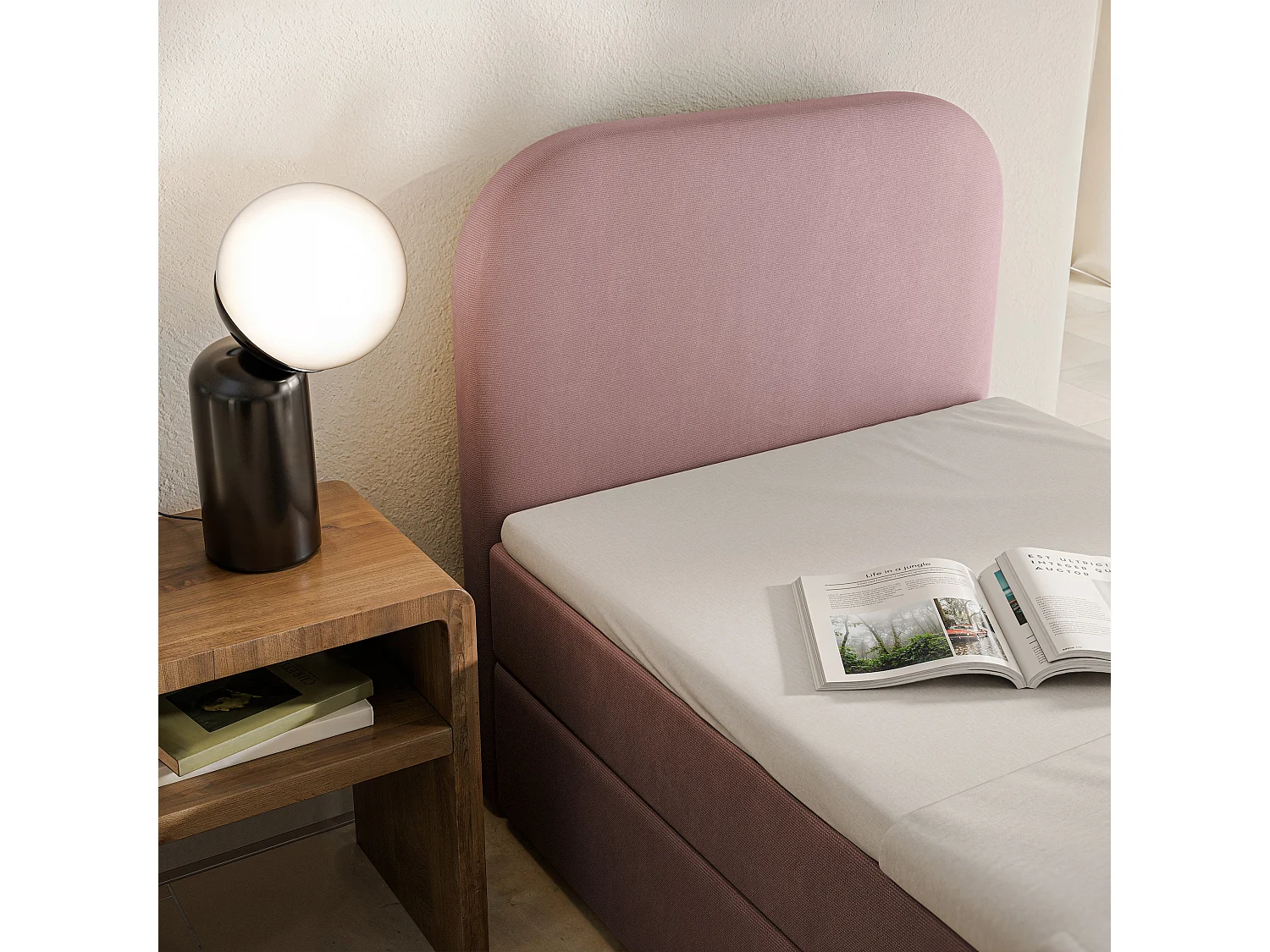 Lit continental CERIA 100x200 cm, Rosée