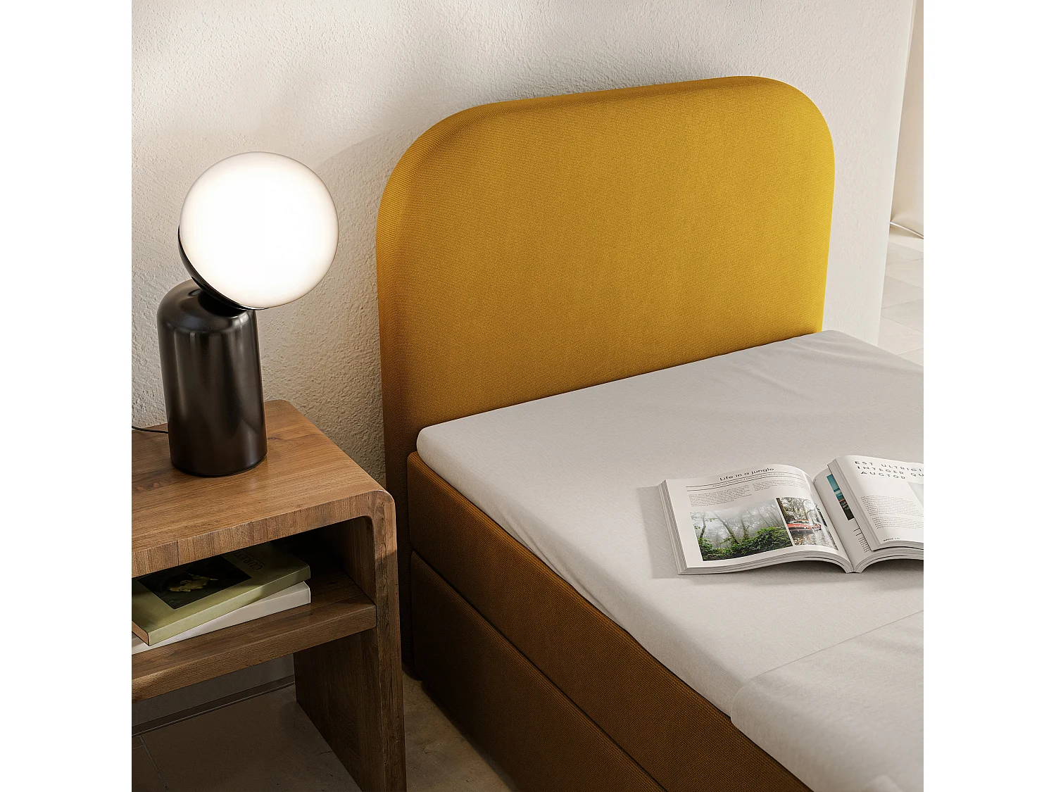 Lit continental CERIA 80x200 cm, Jaune