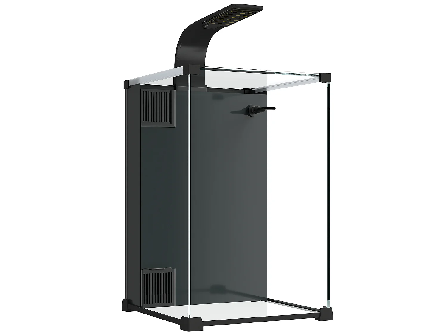 Aquarium 36L tout équipé - filtre, pompe, éclairage LED - verre trempé acrylique noir