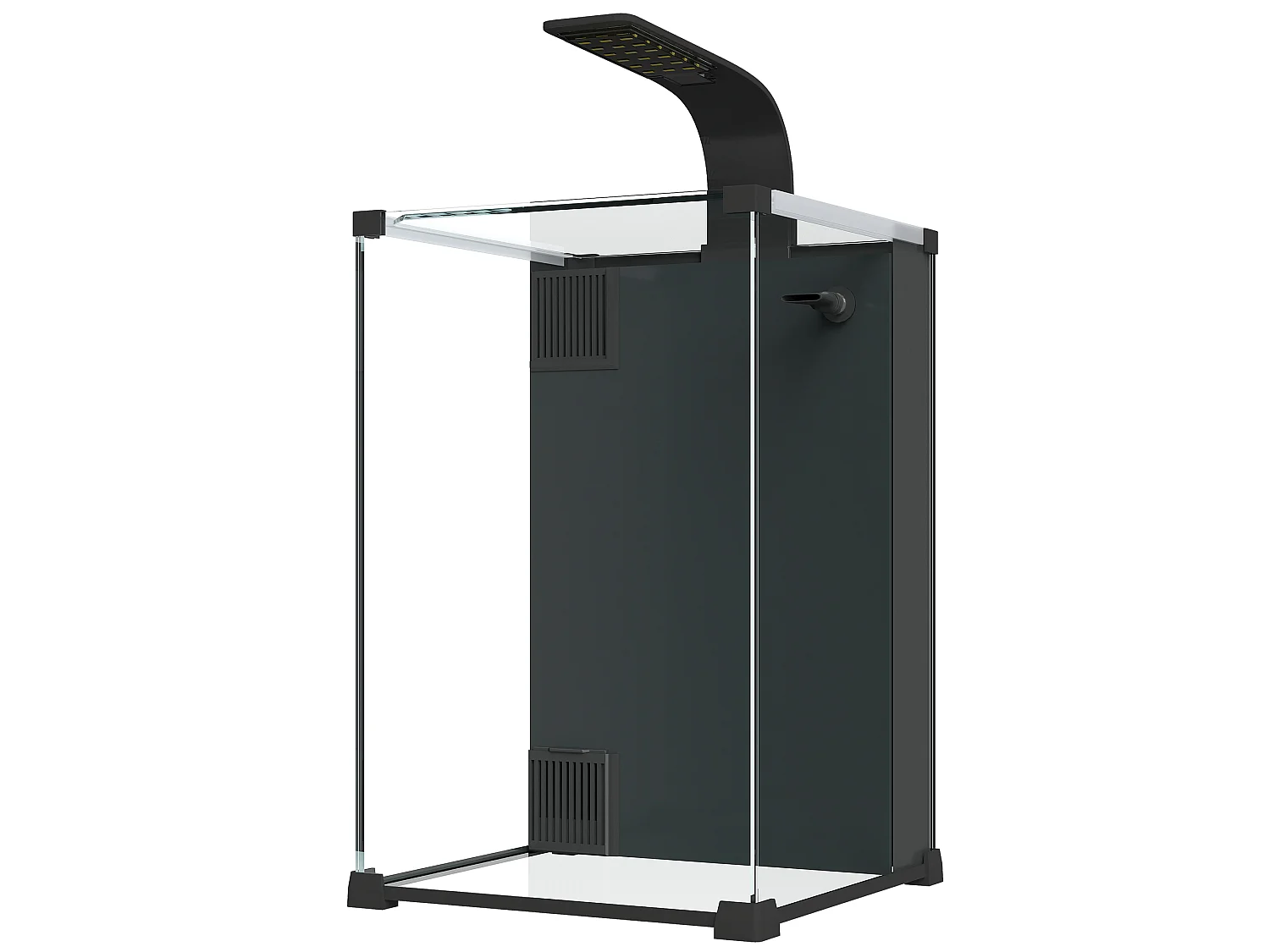 Aquarium 36L tout équipé - filtre, pompe, éclairage LED - verre trempé acrylique noir