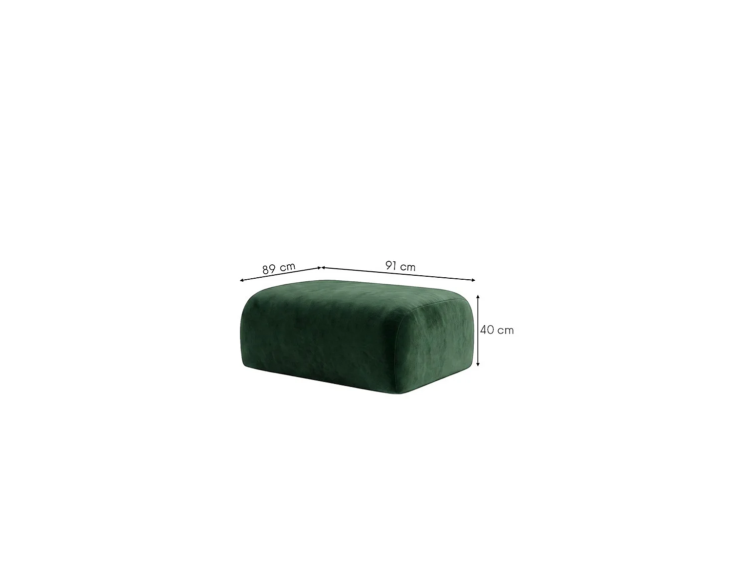Pouf, pouf d'assise, tissu velours Bluvel, Vert, GRETA