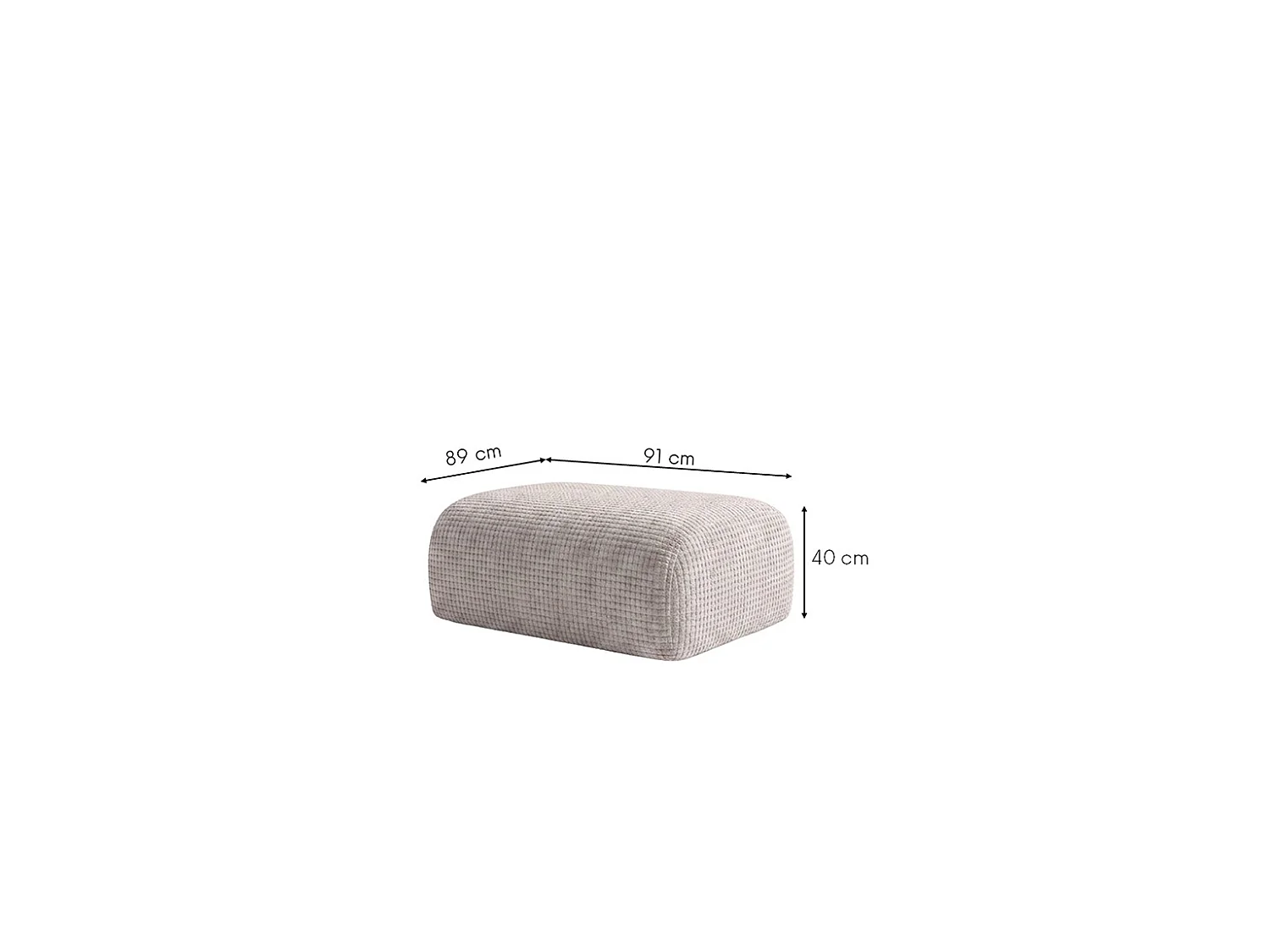 Pouf, repose-pieds, tissu chenille Cremona, Gris clair, GRETA