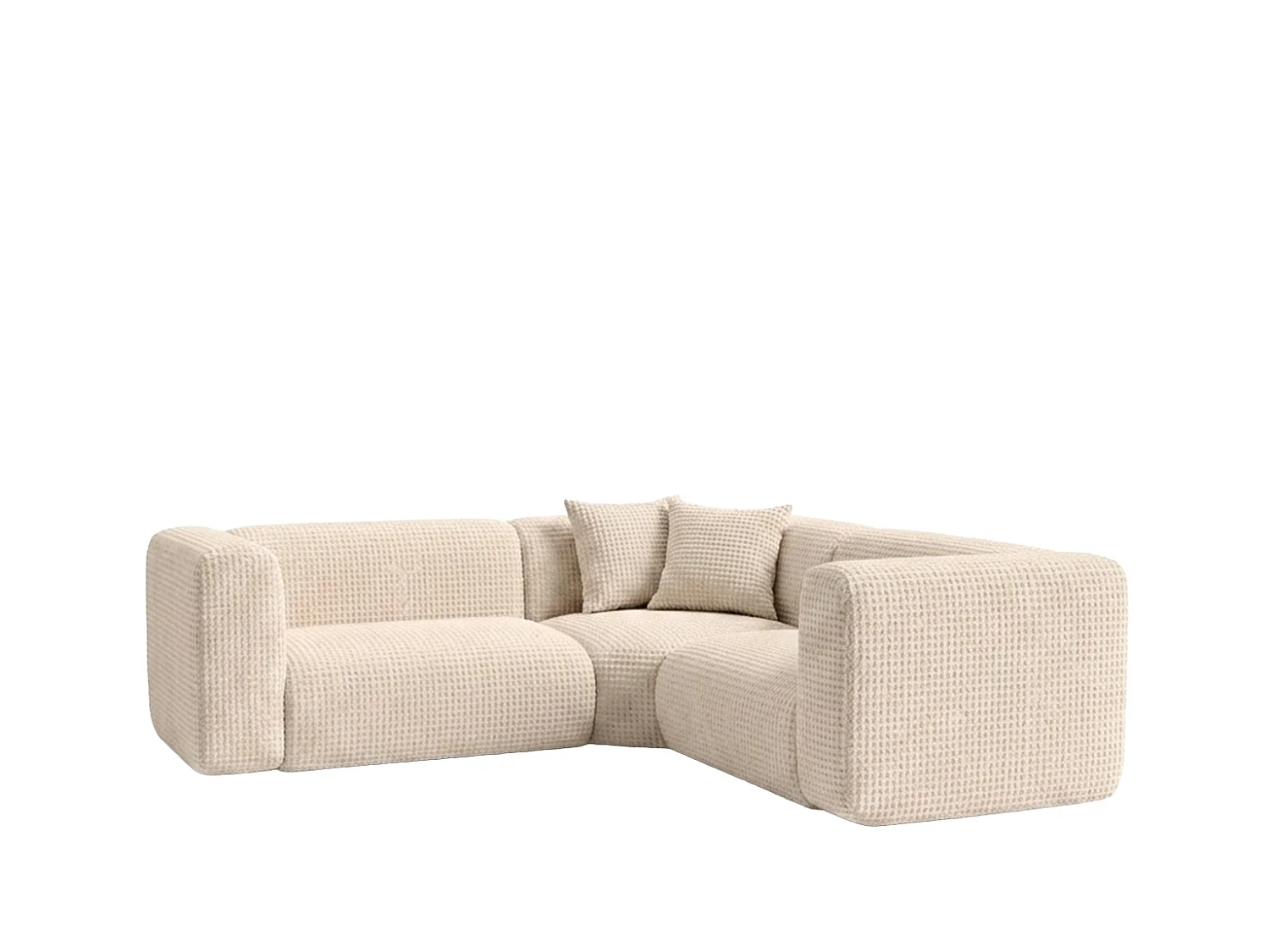 Canapé d’angle modulaire, Corner mini, tissu chenille Cremona, Crème, GRETA