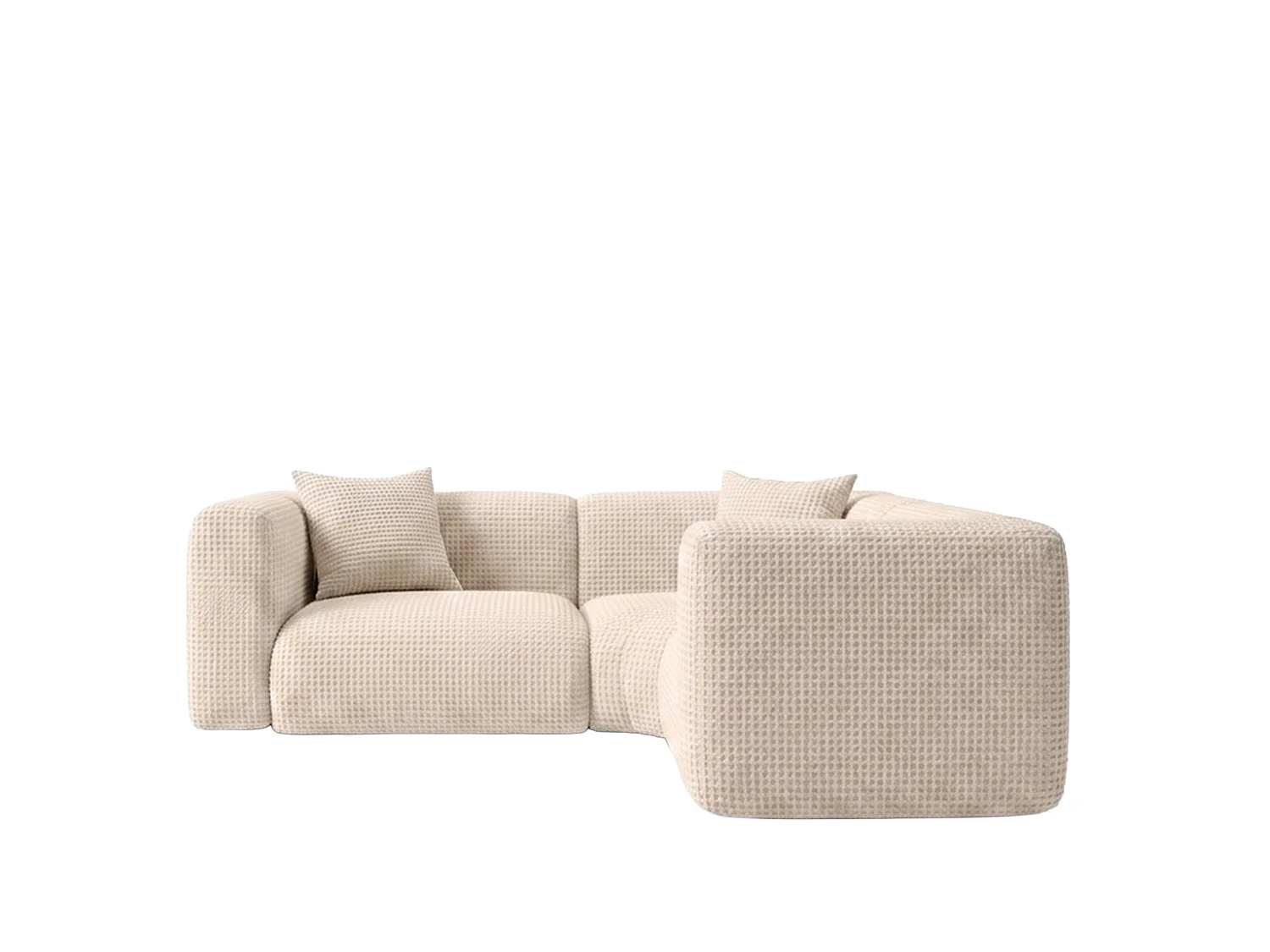 Canapé d’angle modulaire, Corner mini, tissu chenille Cremona, Crème, GRETA