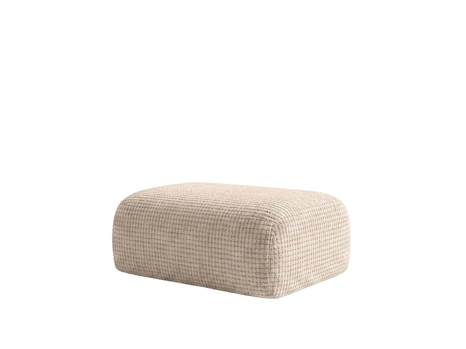 Pouf, repose-pieds, tissu chenille Cremona, Crème, GRETA