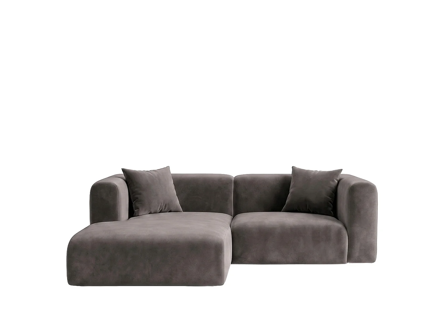 Narożnik w kształcie L mini, tkanina Velvet Bluvel, Popielaty, Lewy, GRETA