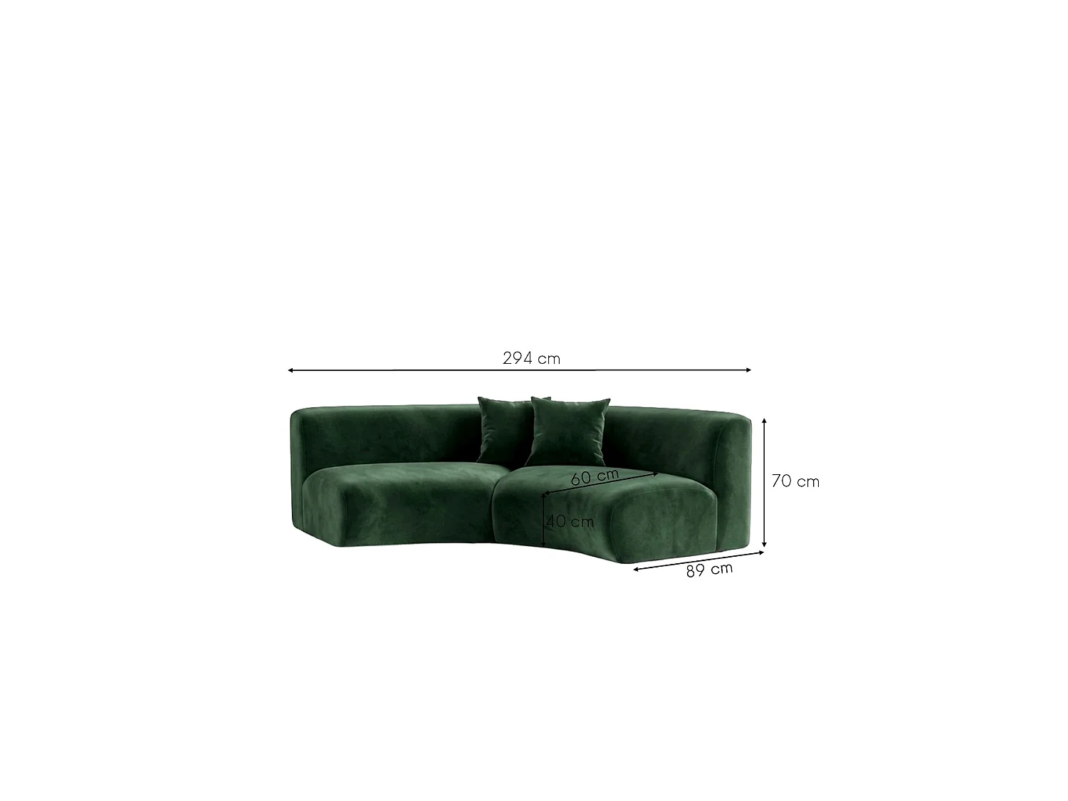 Sofa zaokrąglona, tkanina Velvet Bluvel, Zielony, GRETA
