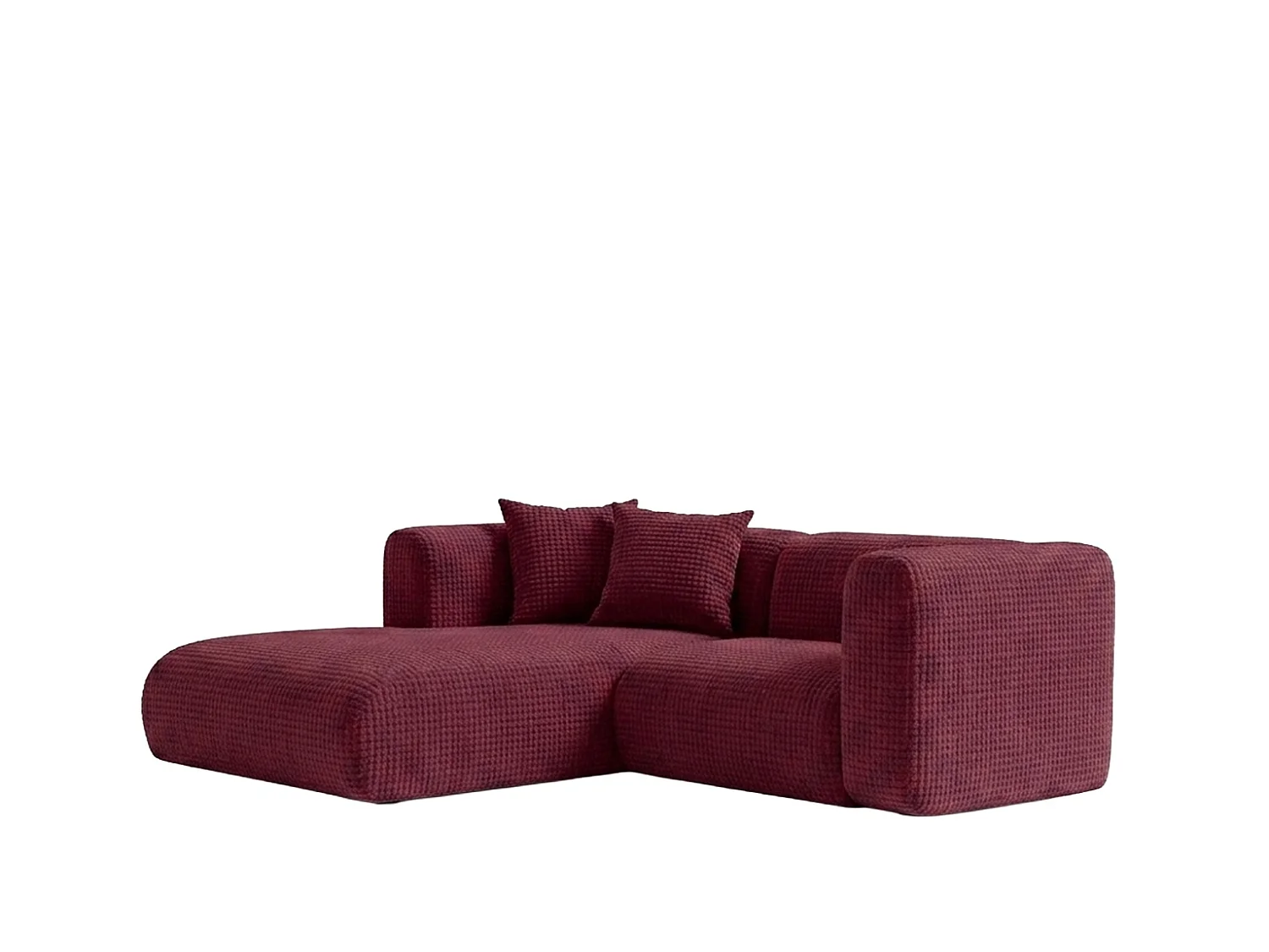 Hoekbank in L-vorm mini, chenillestof Cremona, Bordeauxrood, Links, GRETA