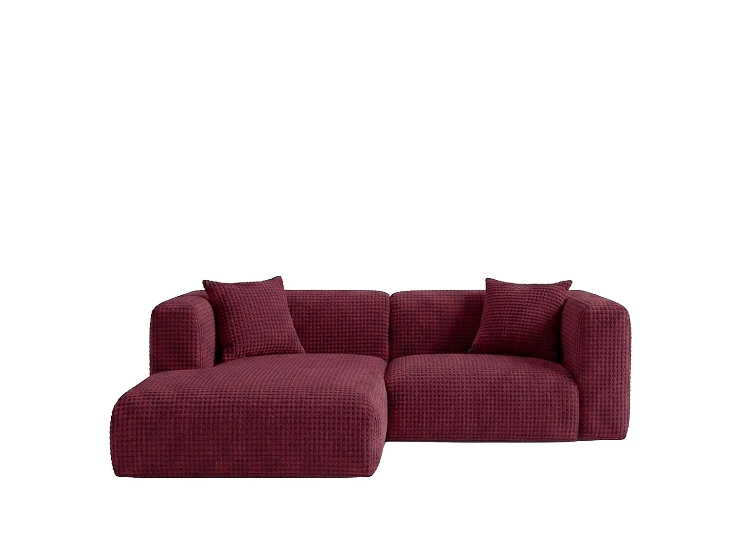 Hoekbank in L-vorm mini, chenillestof Cremona, Bordeauxrood, Links, GRETA