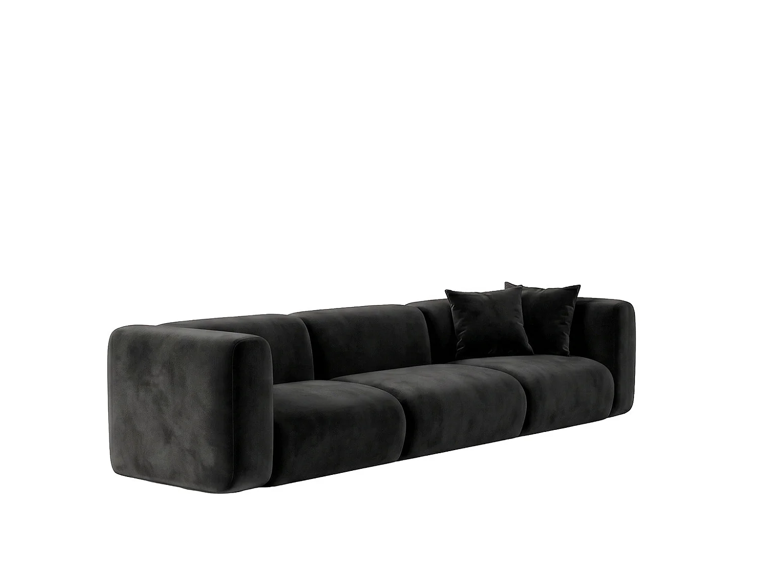 Sofa trzyosobowa, tkanina Velvet Bluvel, Czarny, GRETA