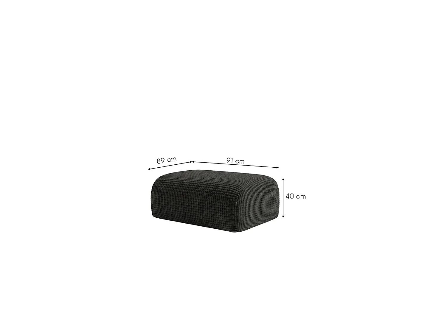 Pouf, repose-pieds, tissu chenille Cremona, Anthracite, GRETA