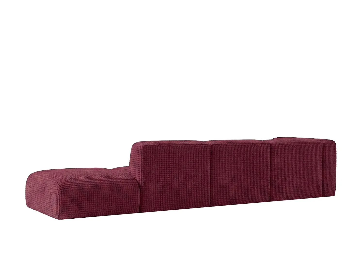 Canapé d’angle en L avec pouf, tissu chenille Cremona, Bordeaux, Droit, GRETA