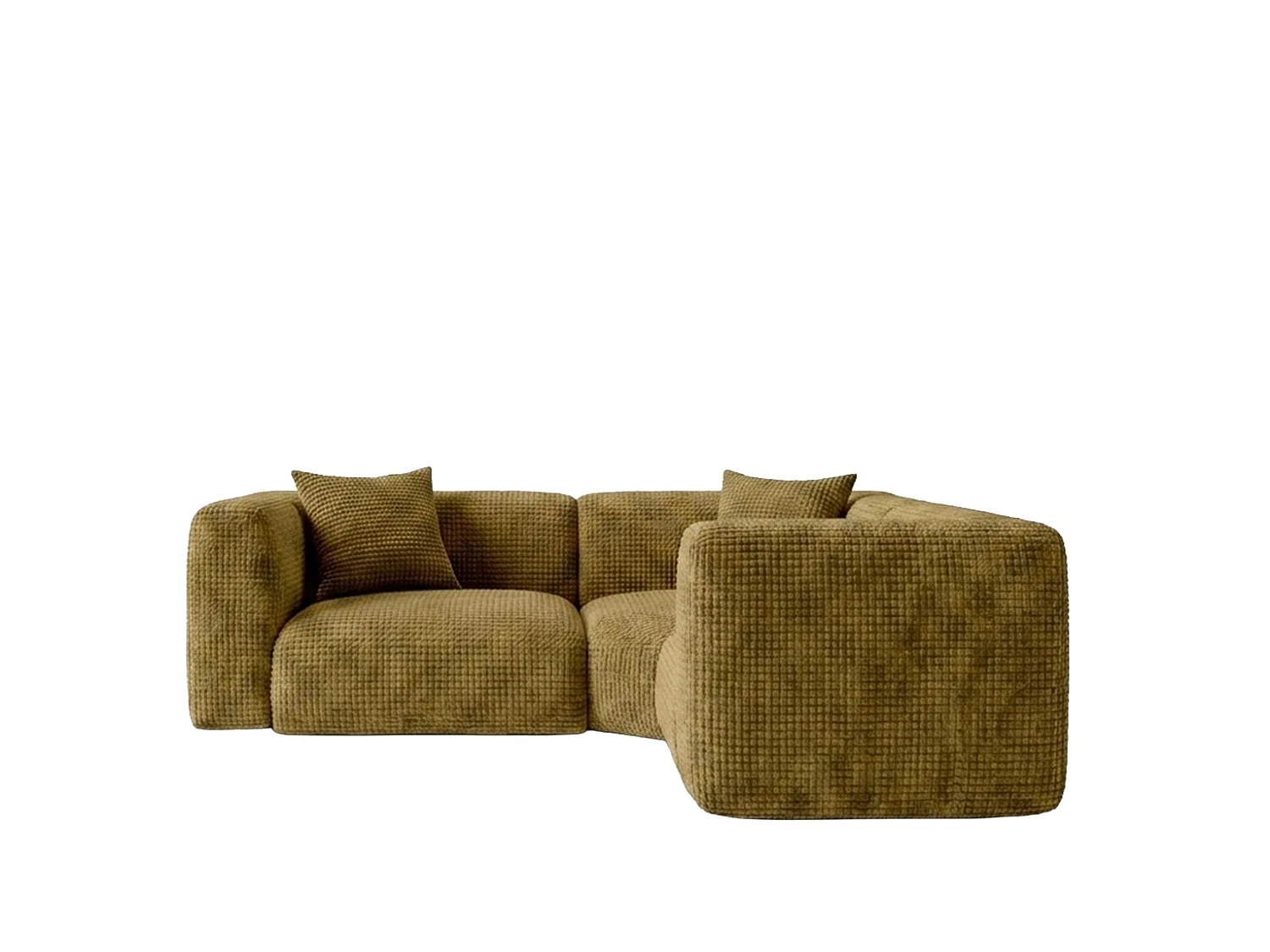 Canapé d’angle modulaire, Corner mini, tissu chenille Cremona, Vert olive, GRETA
