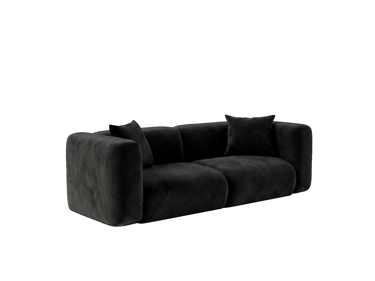 Sofa dwuosobowa, tkanina Velvet Bluvel, Czarny, GRETA