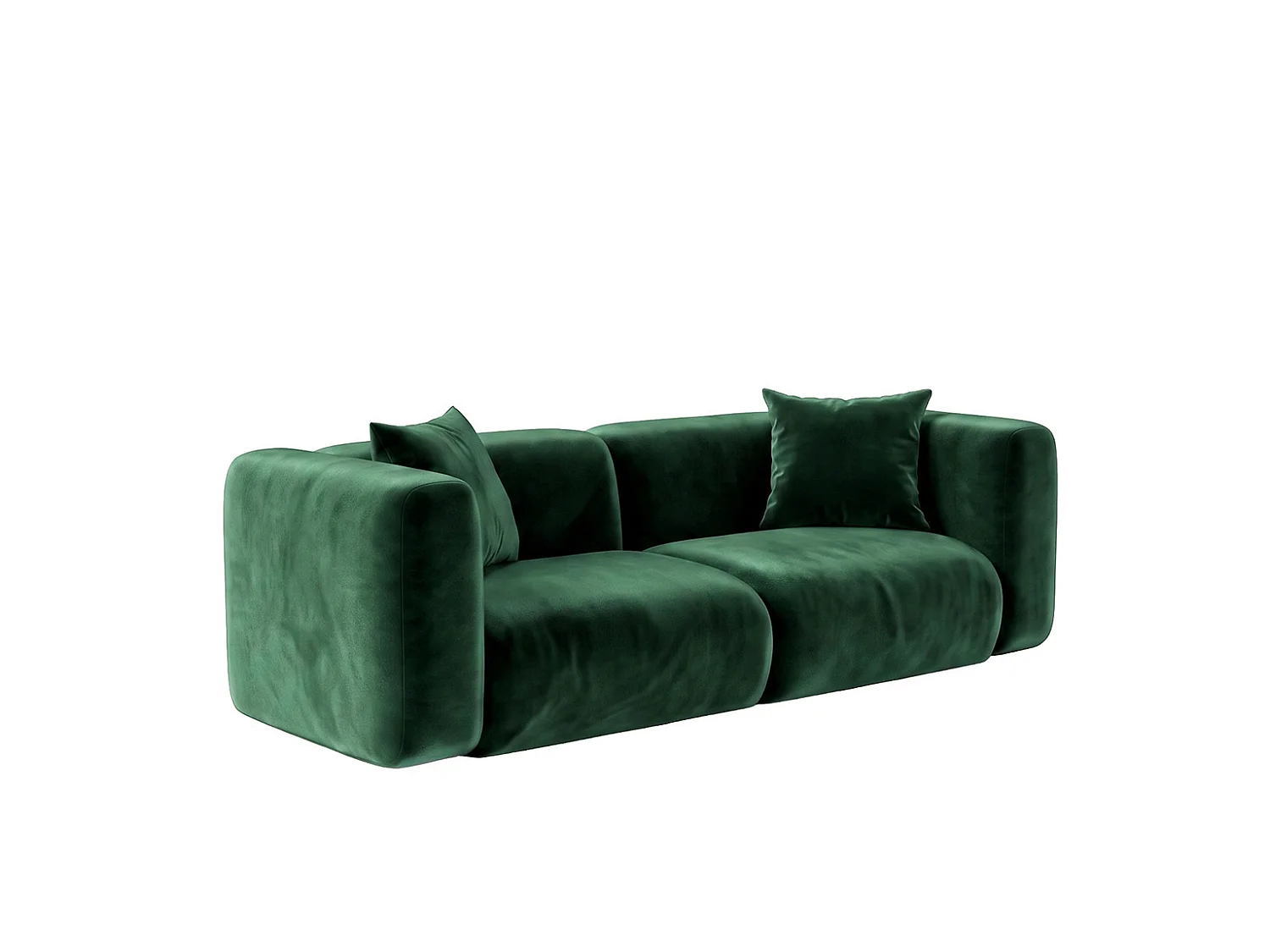 Sofa dwuosobowa, tkanina Velvet Bluvel, Zielony, GRETA