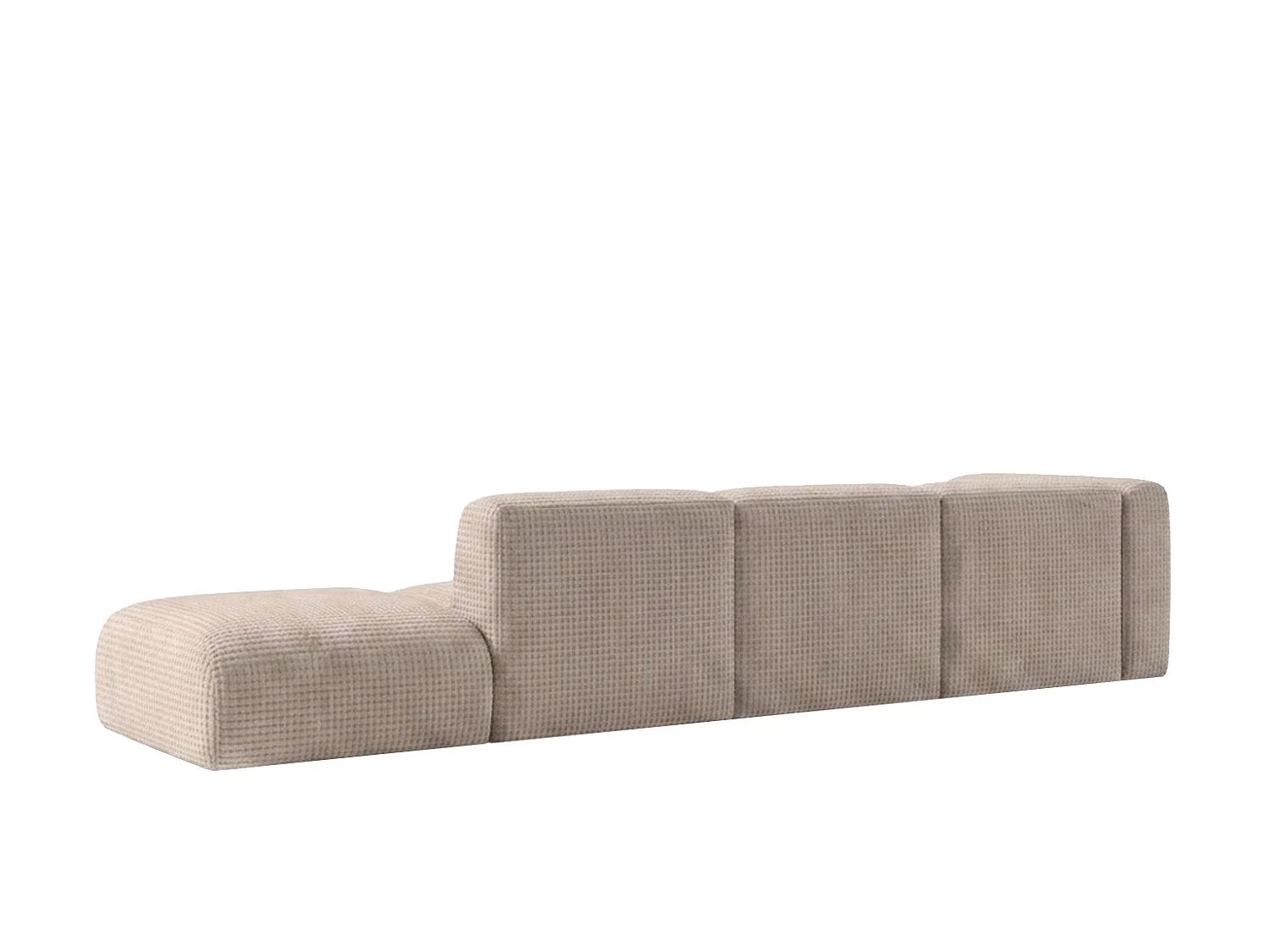 Canapé d’angle en L avec pouf, tissu chenille Cremona, Beige, Droit, GRETA