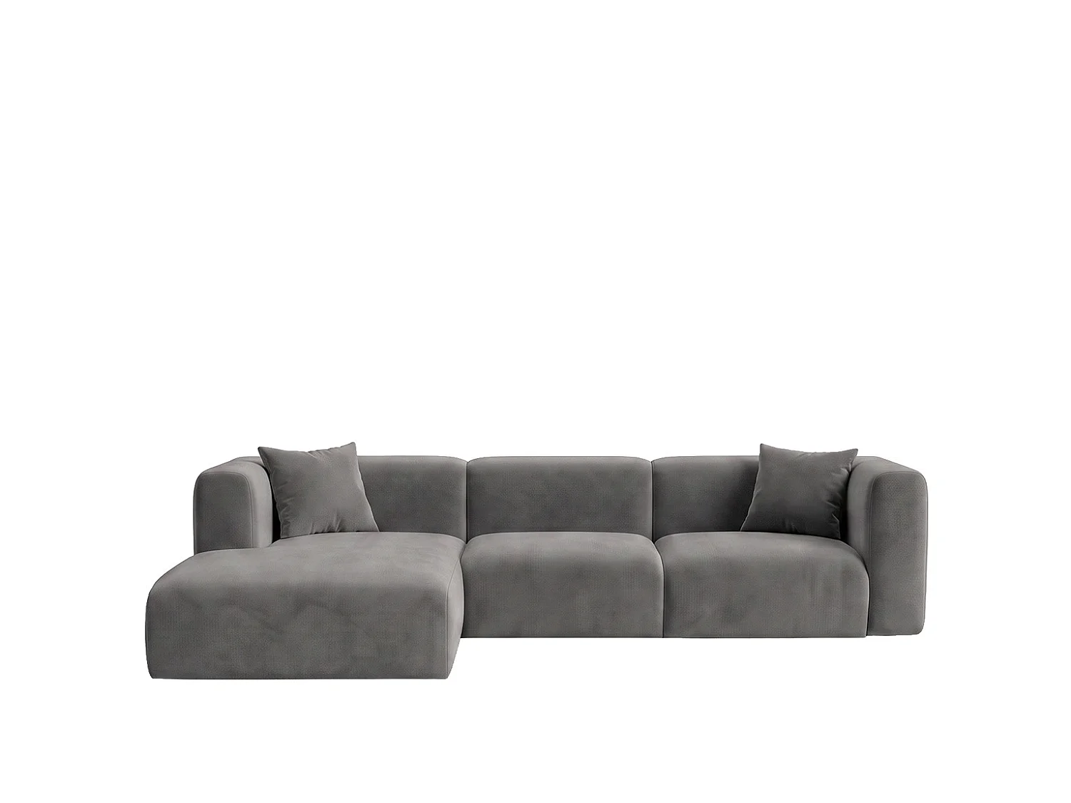 Narożnik w kształcie L, tkanina Velvet Bluvel, Popielaty, Lewy, GRETA