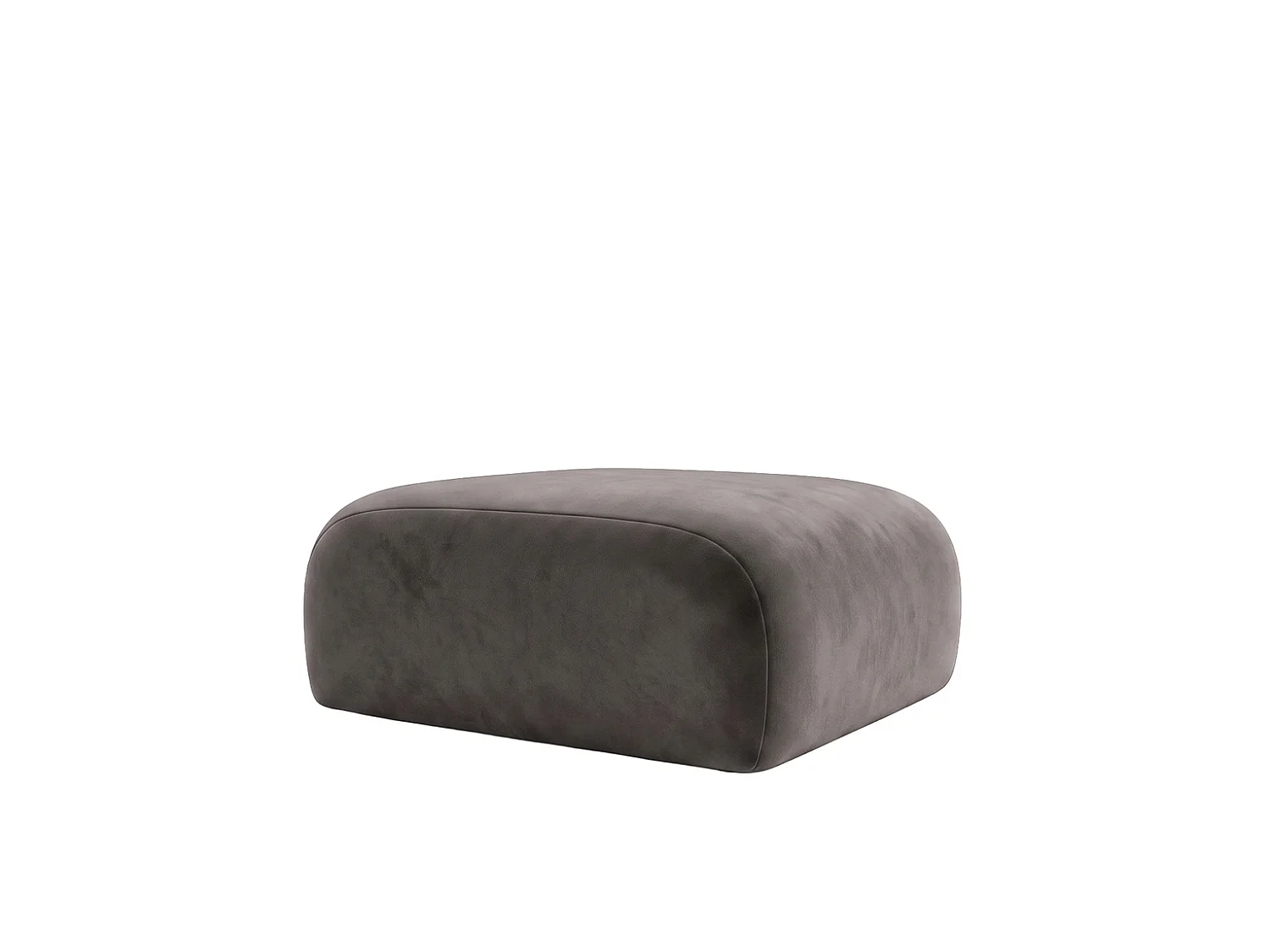 Pouf, pouf d'assise, tissu velours Bluvel, Gris cendré, GRETA