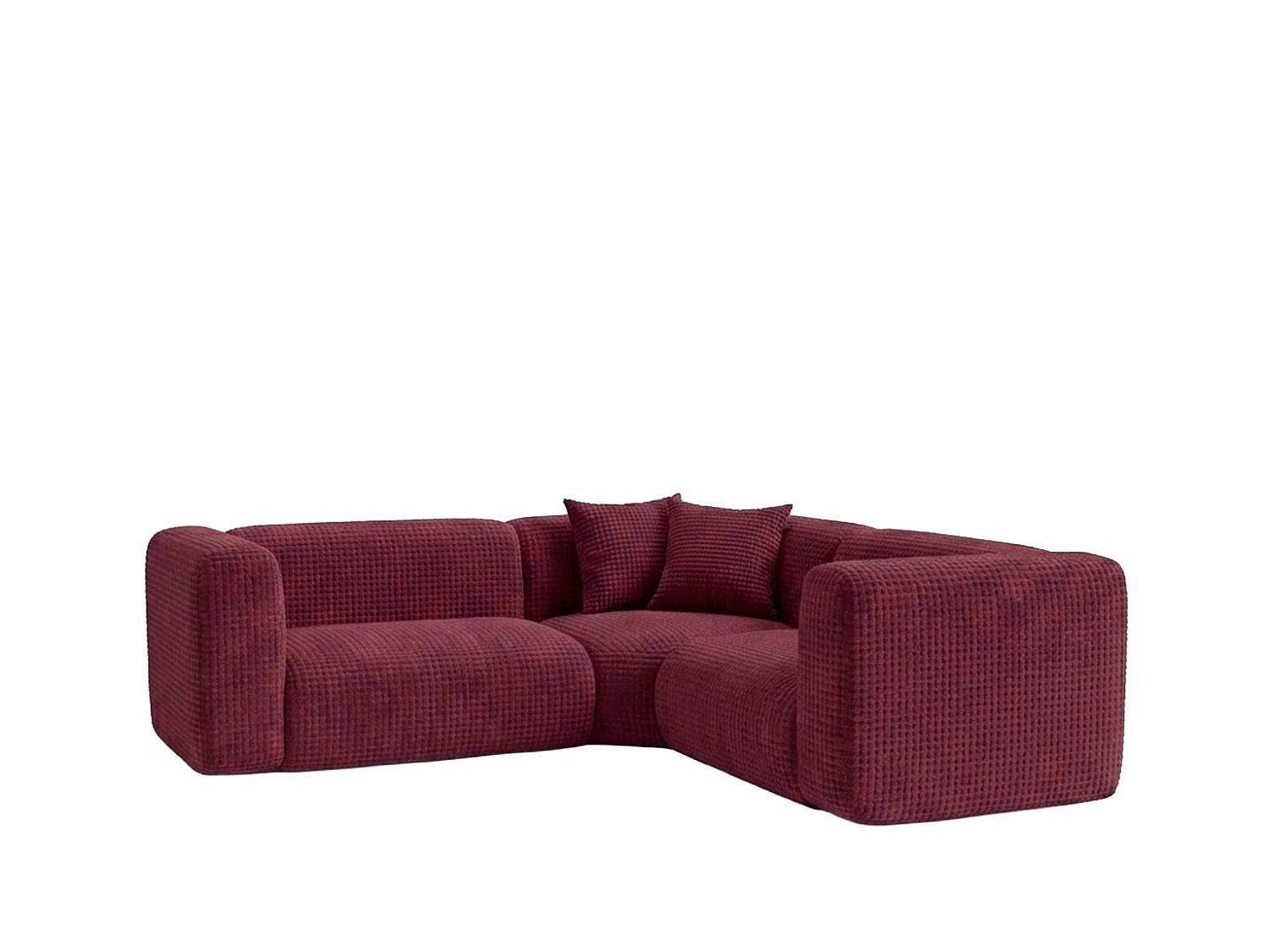 Canapé d’angle modulaire, Corner mini, tissu chenille Cremona, Bordeaux, GRETA