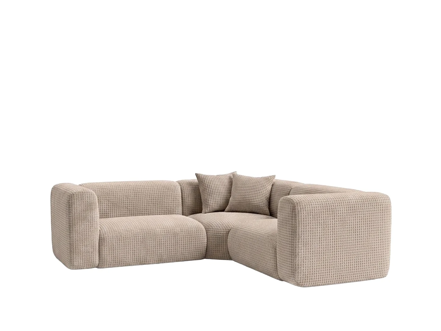 Canapé d’angle modulaire, Corner mini, tissu chenille Cremona, Beige, GRETA