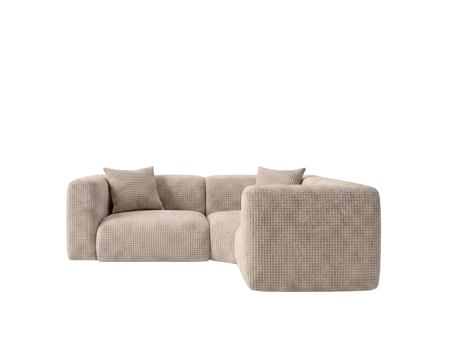 Canapé d’angle modulaire, Corner mini, tissu chenille Cremona, Beige, GRETA