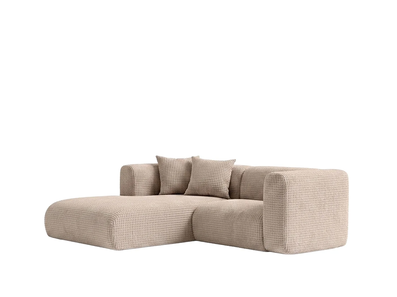 Hoekbank in L-vorm mini, chenillestof Cremona, Beige, Links, GRETA