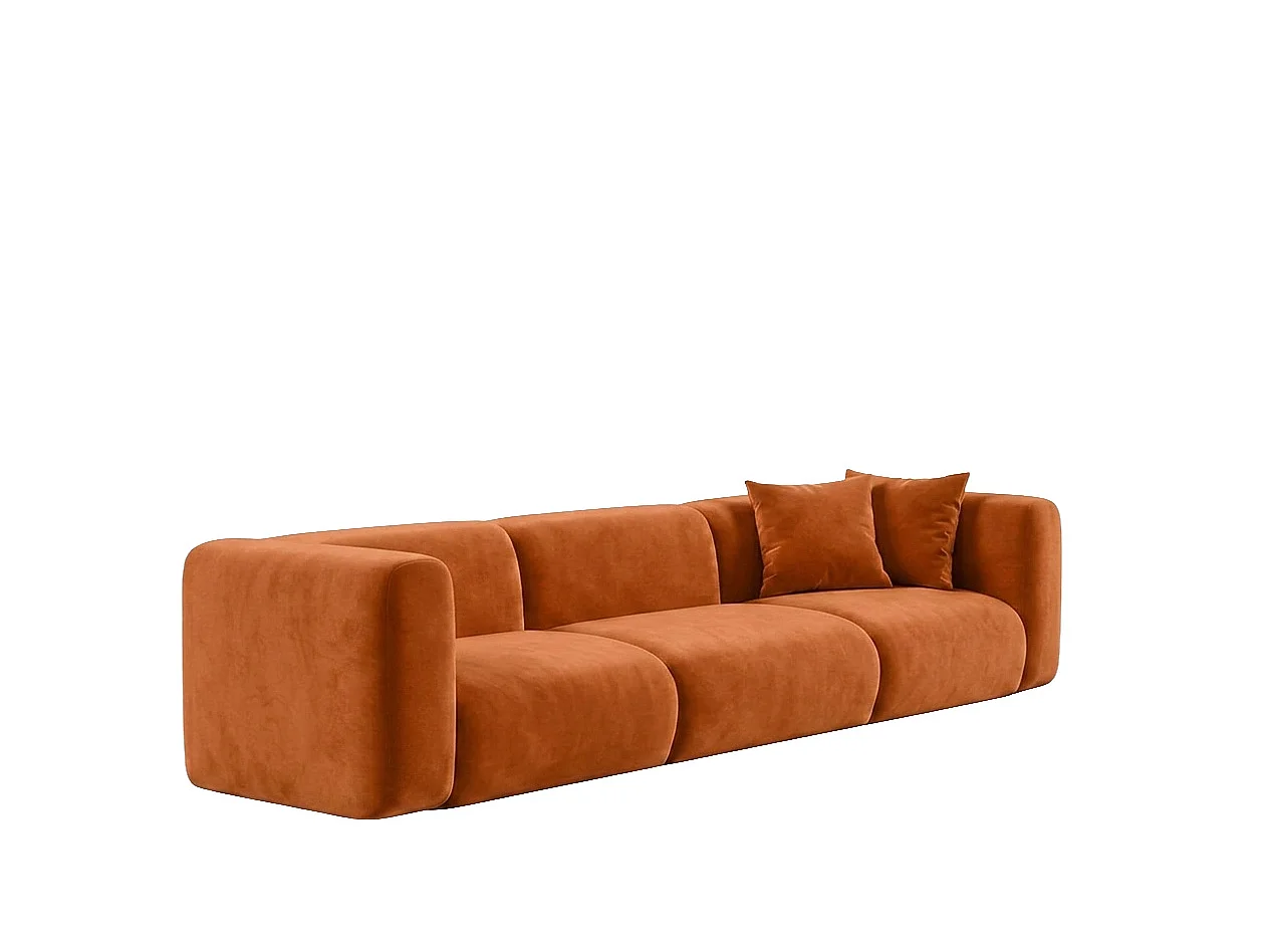 Sofa trzyosobowa, tkanina Velvet Bluvel, Cynamonowy, GRETA