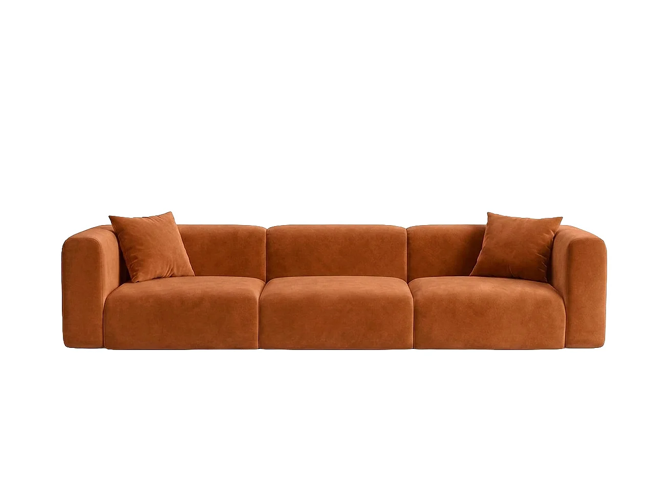 Sofa trzyosobowa, tkanina Velvet Bluvel, Cynamonowy, GRETA