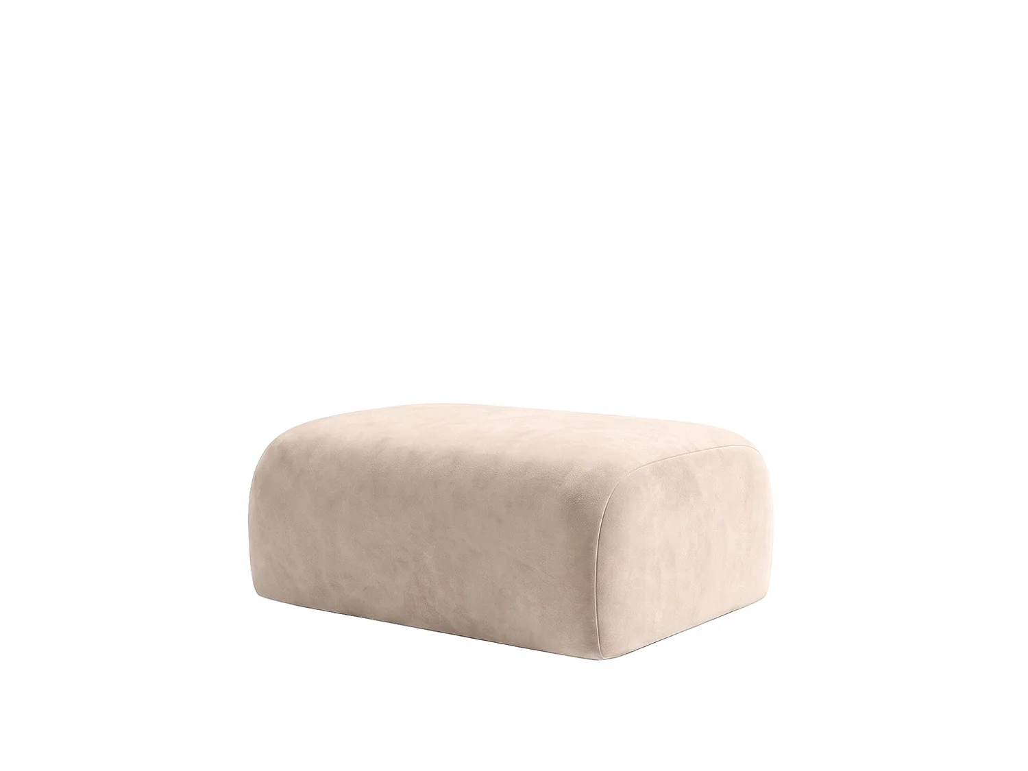 Pouf, pouf d'assise, tissu velours Bluvel, Crème, GRETA
