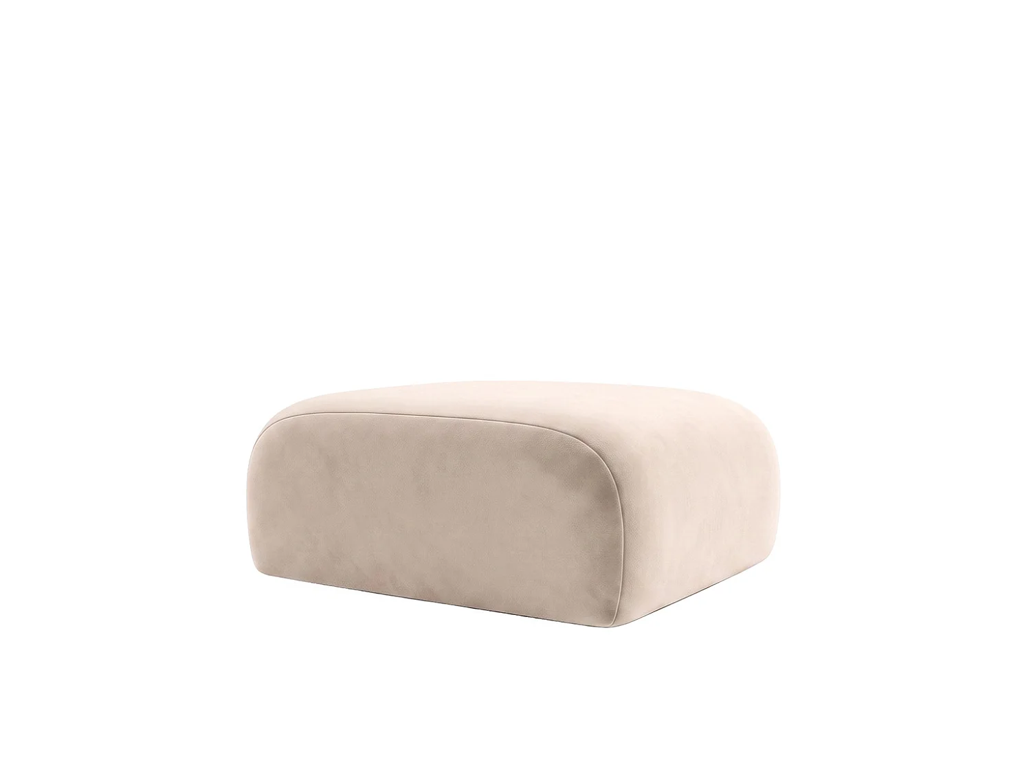 Pouf, pouf d'assise, tissu velours Bluvel, Crème, GRETA