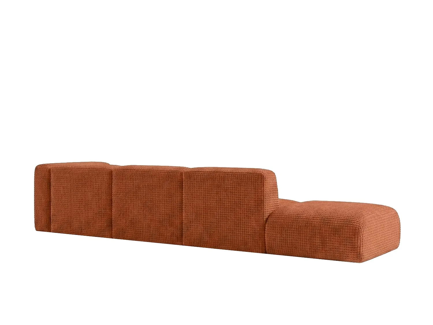 Canapé d’angle en L avec pouf, tissu chenille Cremona, Cuivre, Gauche, GRETA