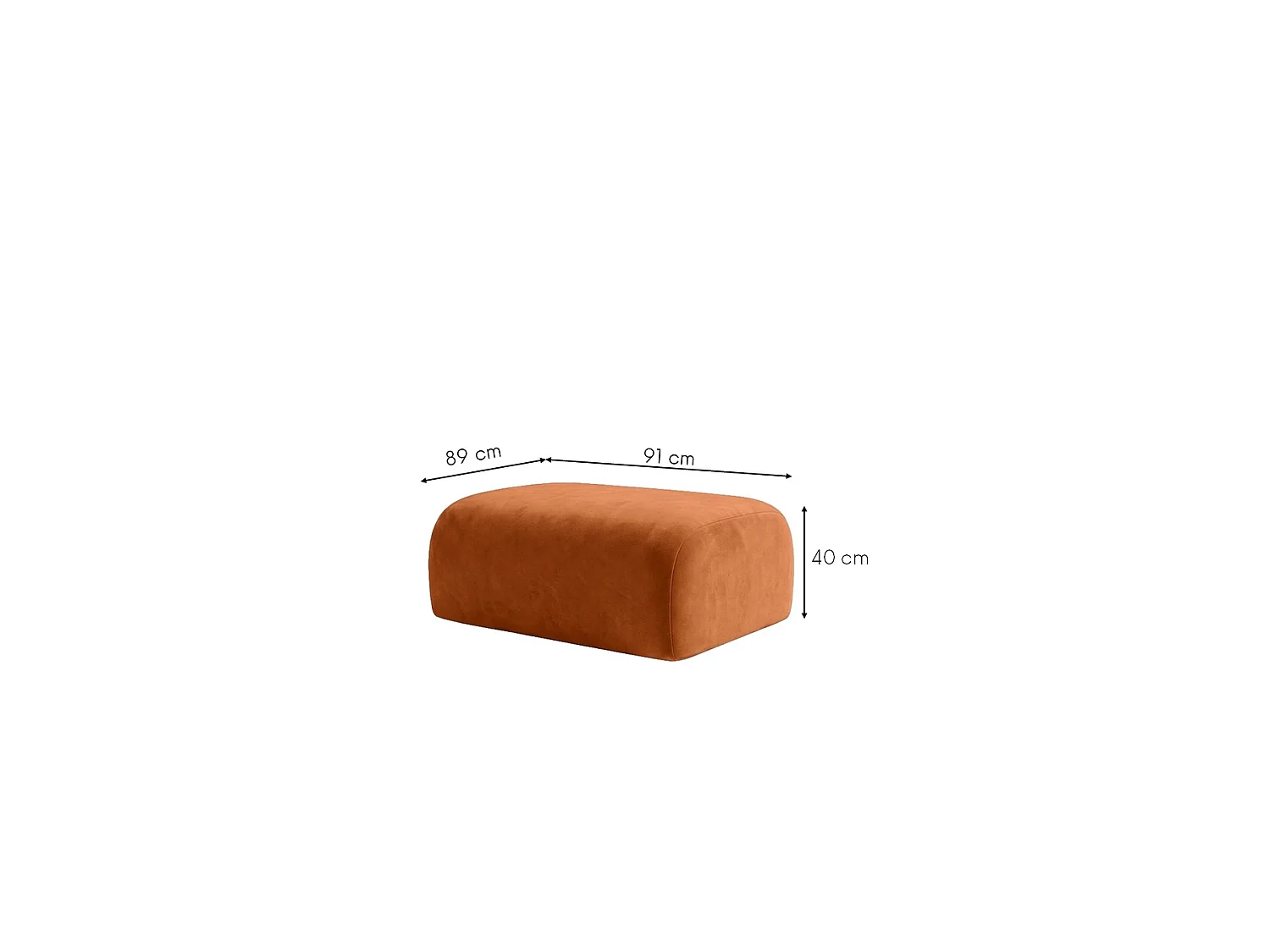 Pouf, pouf d'assise, tissu velours Bluvel, Cannelle, GRETA