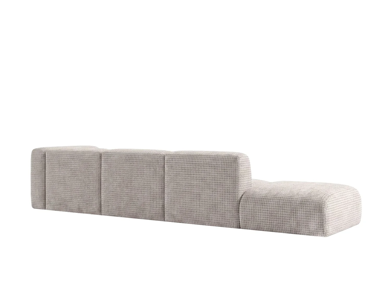 Canapé d’angle en L avec pouf, tissu chenille Cremona, Gris clair, Gauche, GRETA