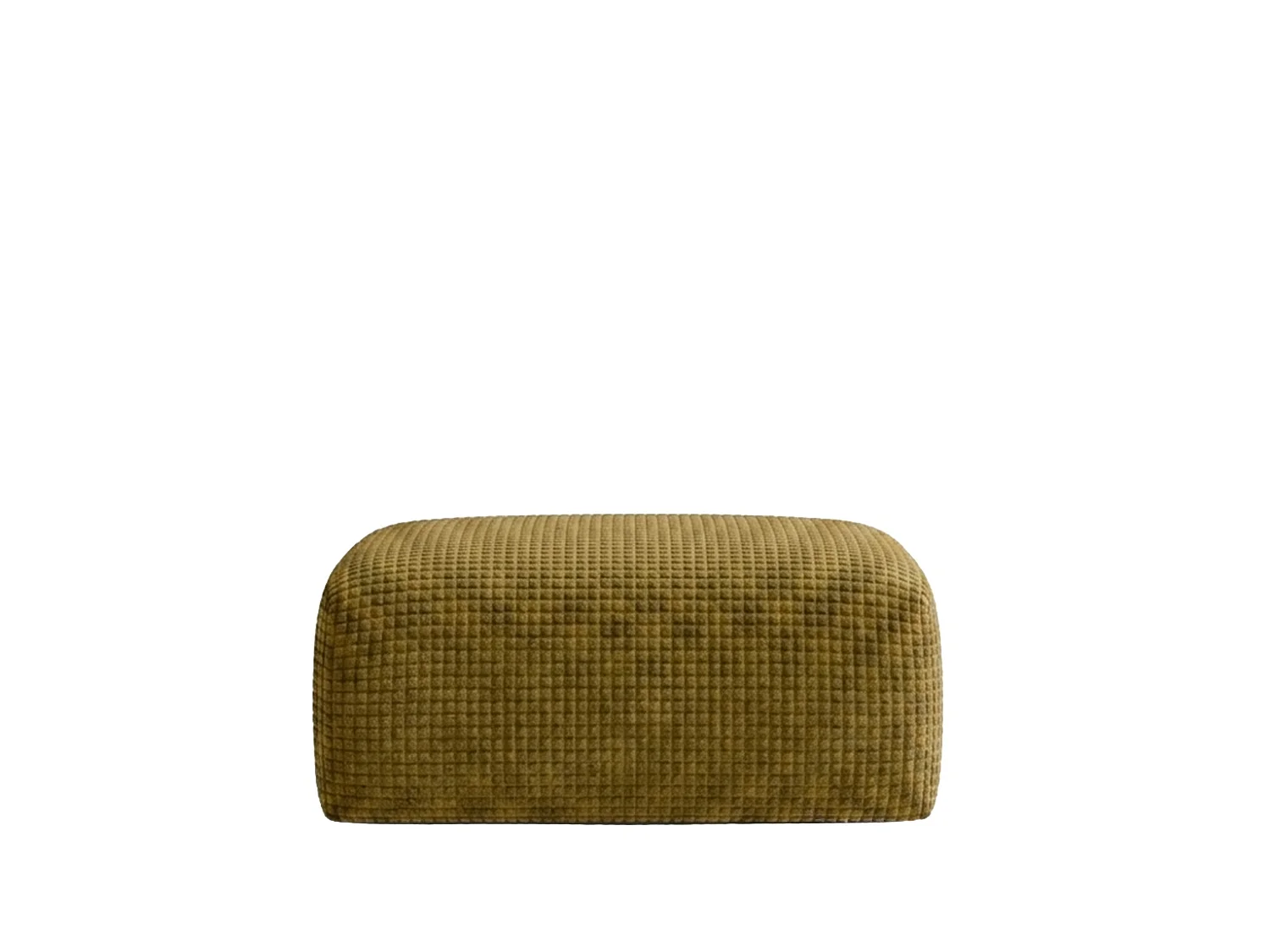 Pouf, repose-pieds, tissu chenille Cremona, Vert olive, GRETA