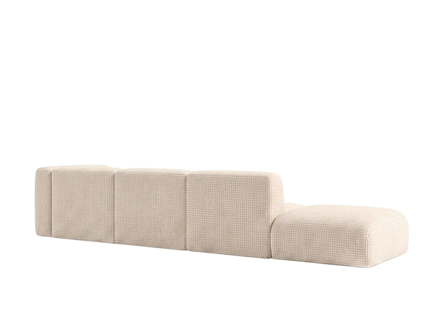 Canapé d’angle en L avec pouf, tissu chenille Cremona, Crème, Gauche, GRETA