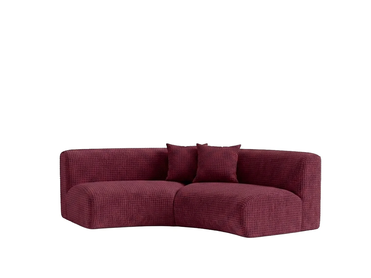 Afgeronde bank, chenillestof Cremona, Bordeauxrood, GRETA