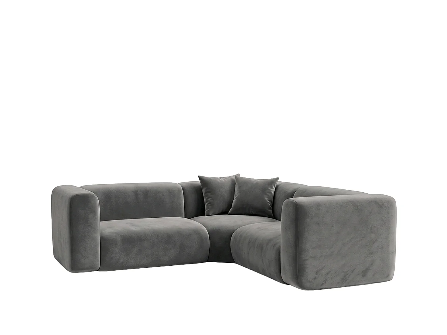 Narożnik modułowy, Corner mini, tkanina Velvet Bluvel, Popielaty, GRETA