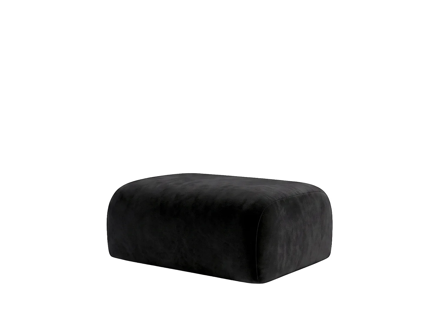 Pouf, pouf d'assise, tissu velours Bluvel, Noir, GRETA