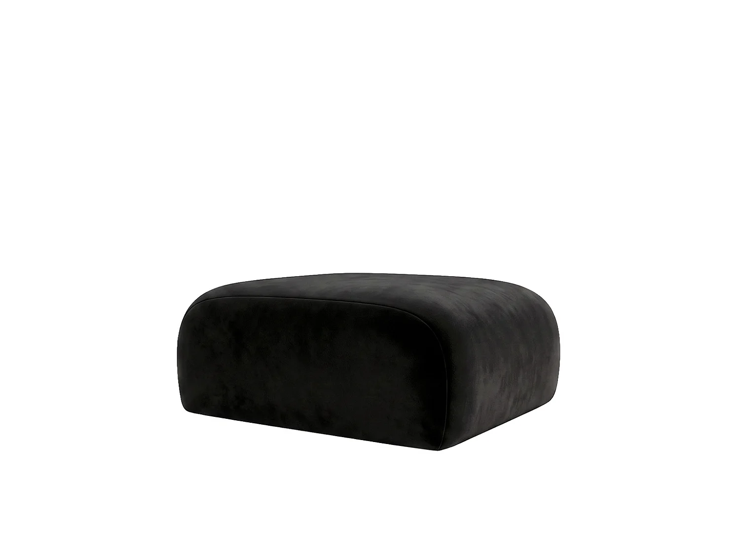 Pouf, pouf d'assise, tissu velours Bluvel, Noir, GRETA