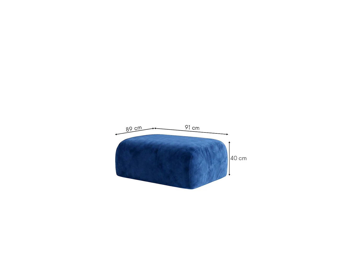 Pouf, pouf d'assise, tissu velours Bluvel, Bleu encre, GRETA