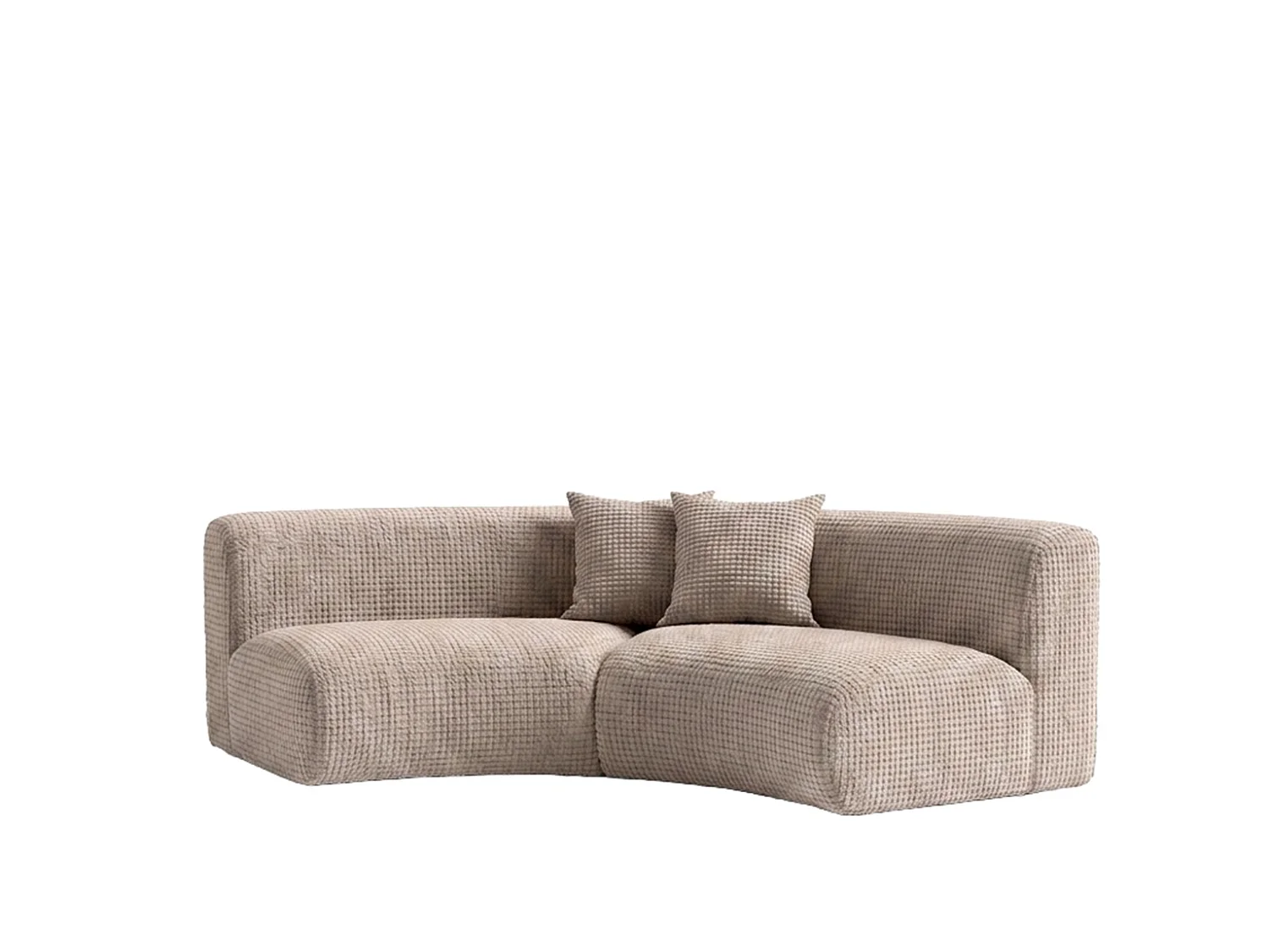 Afgeronde bank, chenillestof Cremona, Beige, GRETA