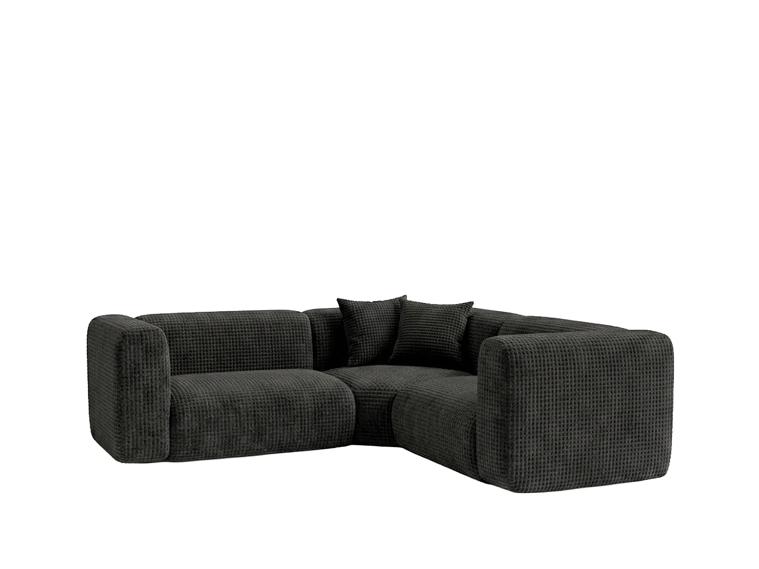 Canapé d’angle modulaire, Corner mini, tissu chenille Cremona, Anthracite, GRETA