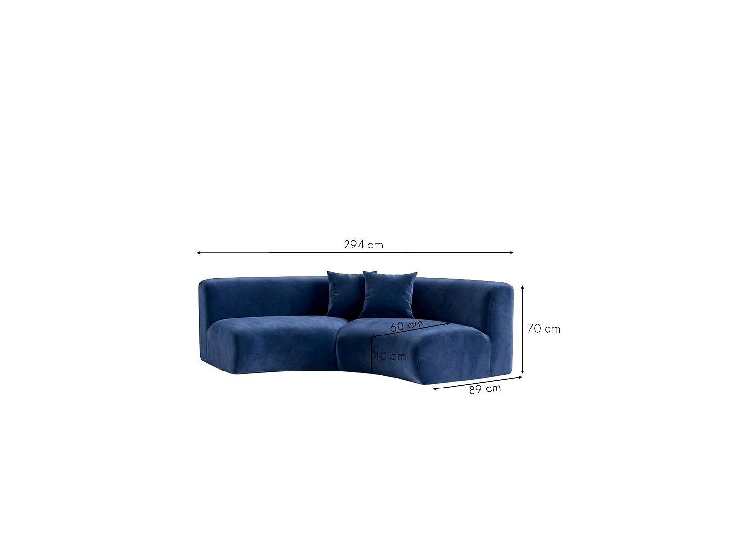 Divano Round, tessuto Velvet Bluvel, Blu inchiostro, GRETA