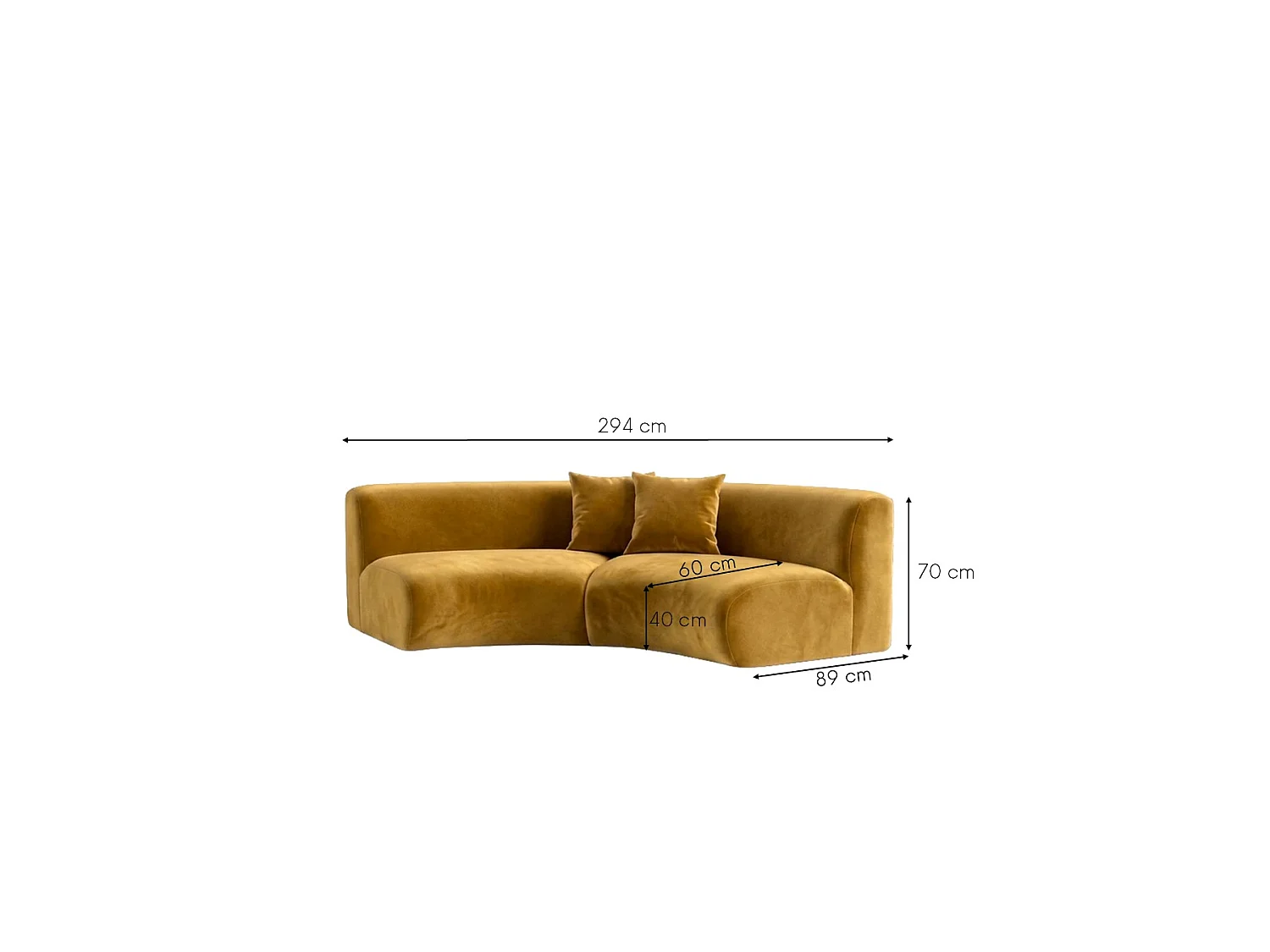 Sofa zaokrąglona, tkanina Velvet Bluvel, Złoty, GRETA