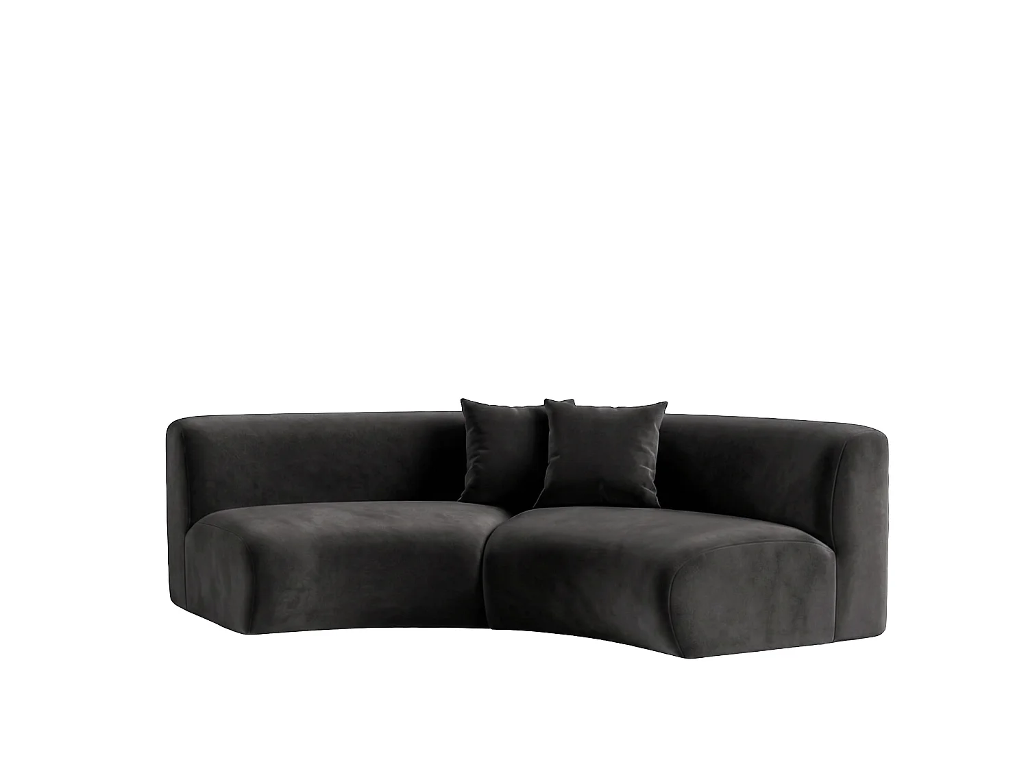 Sofa zaokrąglona, tkanina Velvet Bluvel, Czarny, GRETA