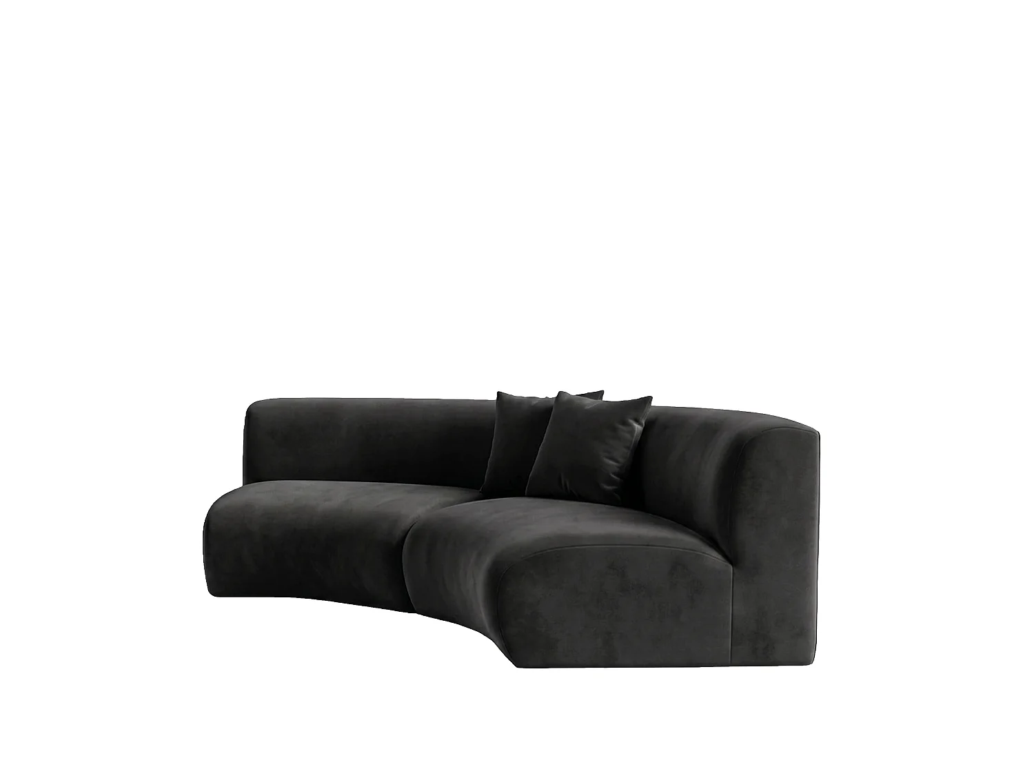 Sofa zaokrąglona, tkanina Velvet Bluvel, Czarny, GRETA
