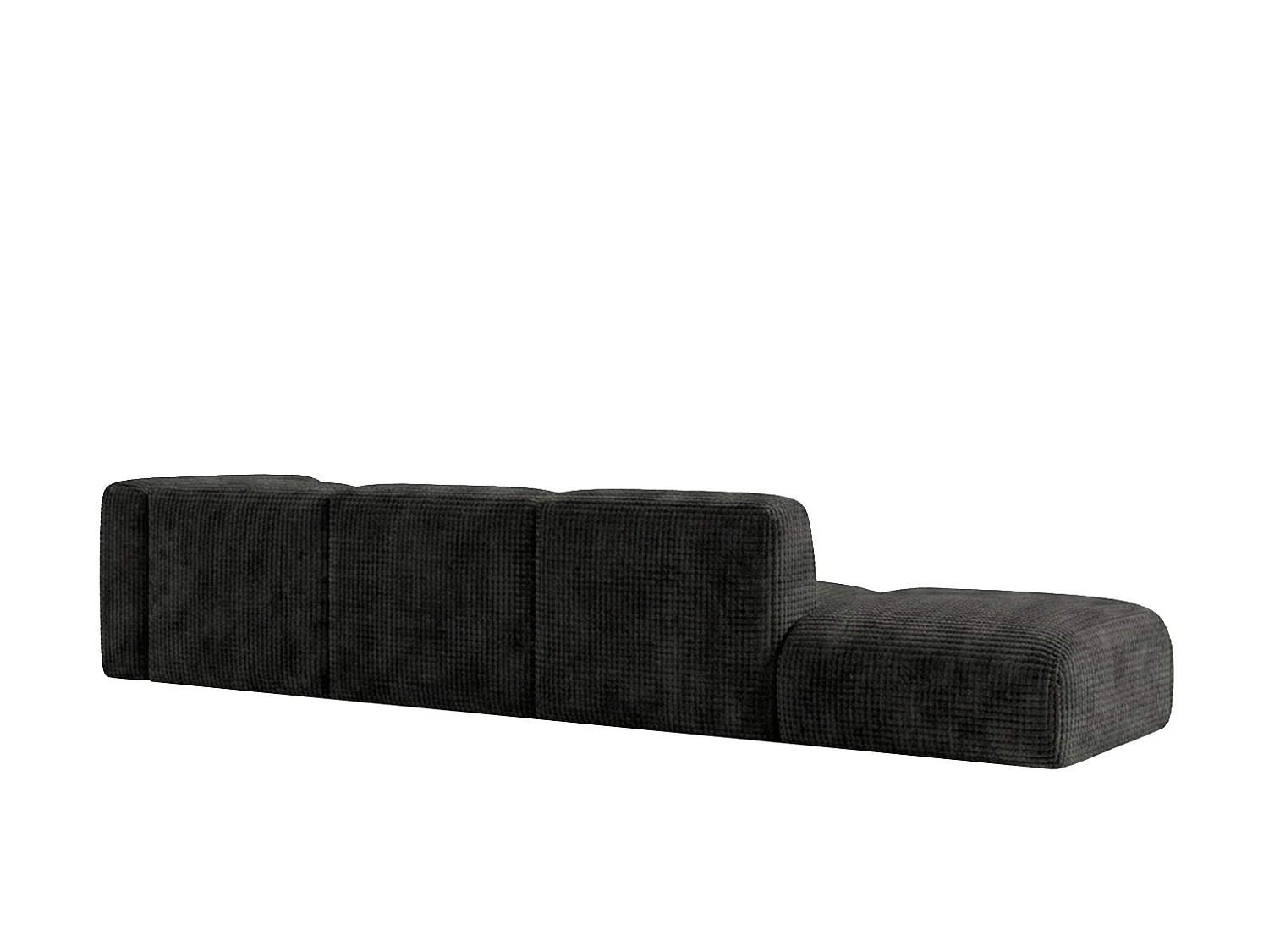 Canapé d’angle en L avec pouf, tissu chenille Cremona, Anthracite, Gauche, GRETA