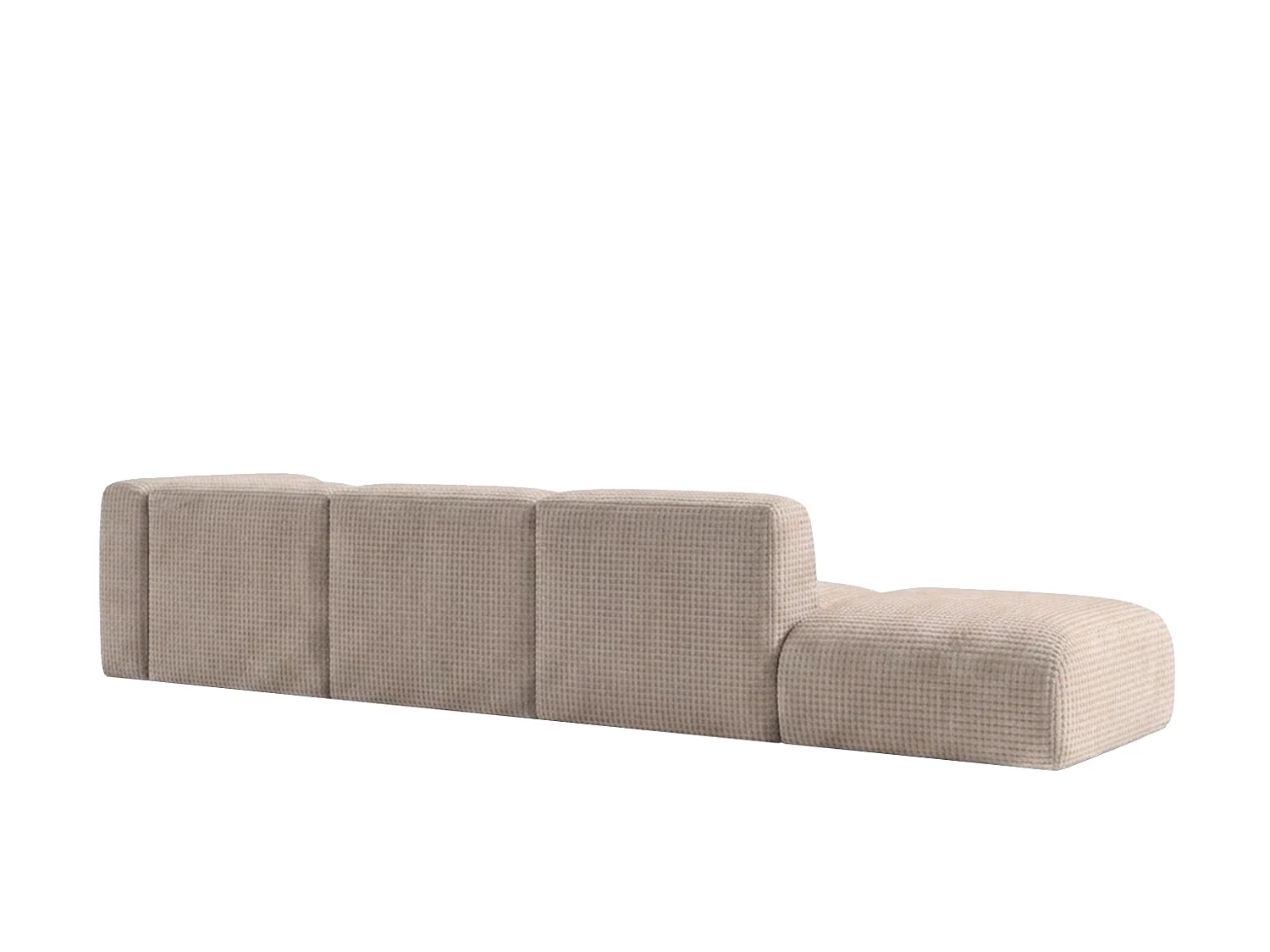 Canapé d’angle en L avec pouf, tissu chenille Cremona, Beige, Gauche, GRETA