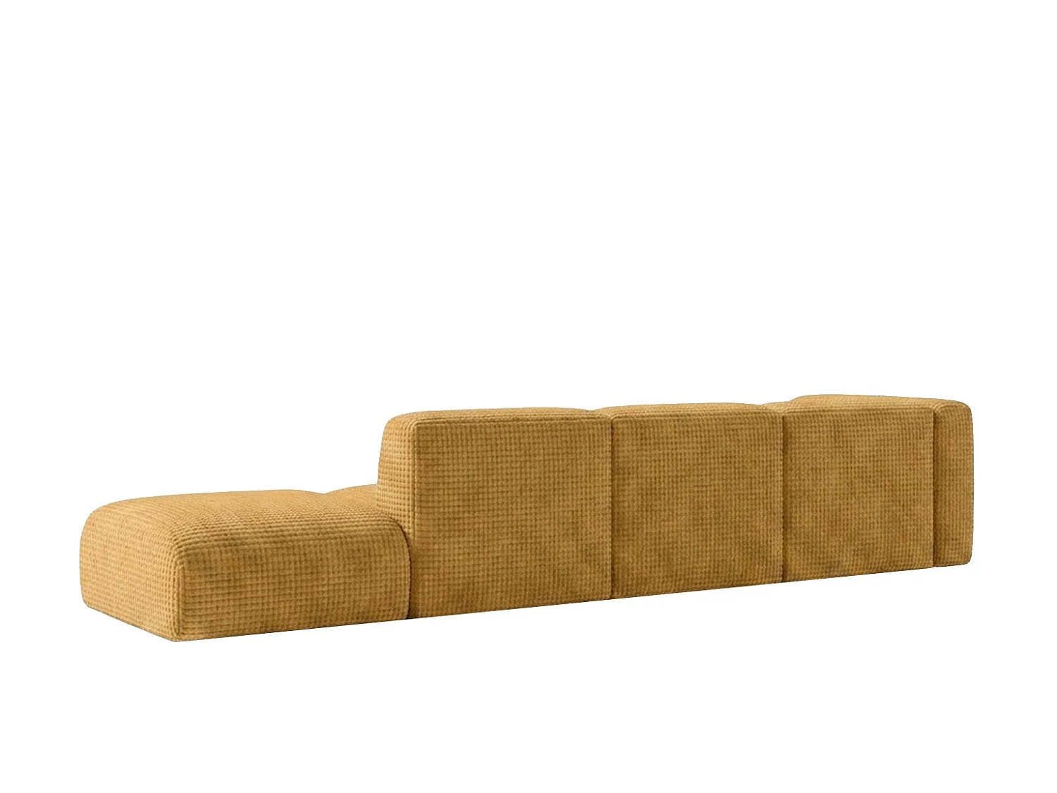 Canapé d’angle en L avec pouf, tissu chenille Cremona, Doré, Droit, GRETA