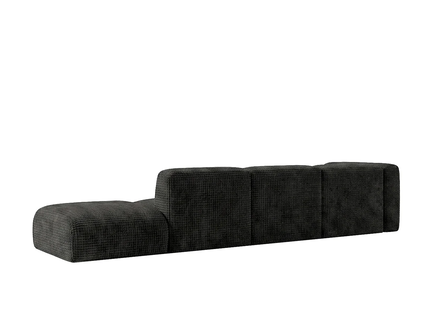 Canapé d’angle en L avec pouf, tissu chenille Cremona, Anthracite, Droit, GRETA